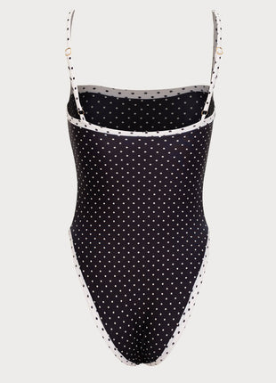 Colorblock Polka Dot One-Piece Swimsuit