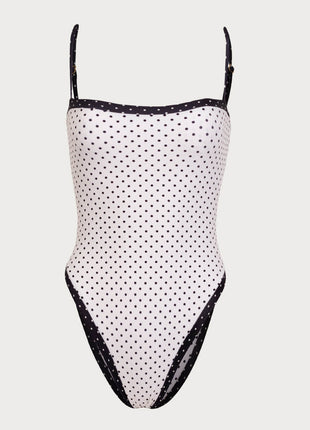 Colorblock Polka Dot One-Piece Swimsuit