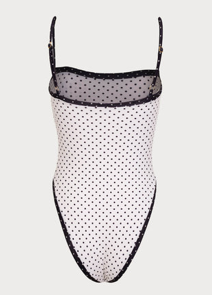 Colorblock Polka Dot One-Piece Swimsuit