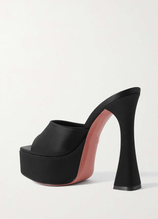 Satin Open Toe Platform Mule Sandals
