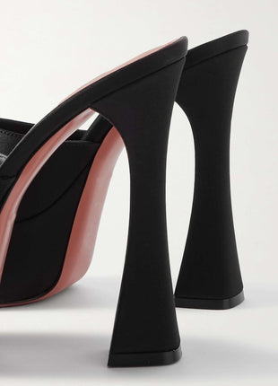 Satin Open Toe Platform Mule Sandals
