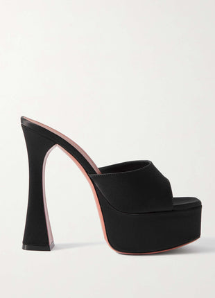 Satin Open Toe Platform Mule Sandals
