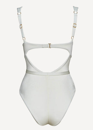 Ruched Balconette Underwire Seashell Belted One Piece Swimsuit