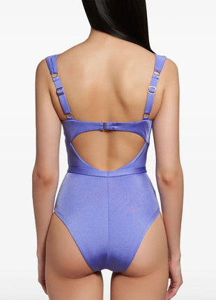 Ruched Balconette Underwire Seashell Belted One Piece Swimsuit
