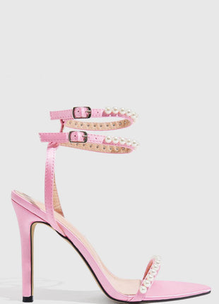 Pearl Strap Open Pointed Toe High Stiletto Heels
