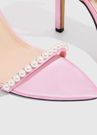 Pearl Strap Open Pointed Toe High Stiletto Heels