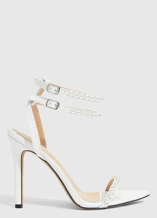Pearl Strap Open Pointed Toe High Stiletto Heels