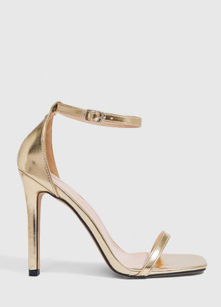 Barely There Square Toe Strappy Stiletto High Heels