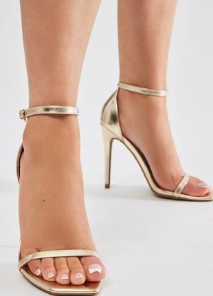 Barely There Square Toe Strappy Stiletto High Heels