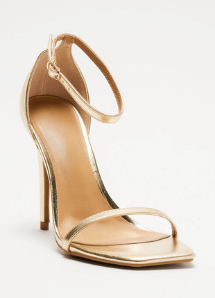 Barely There Square Toe Strappy Stiletto High Heels