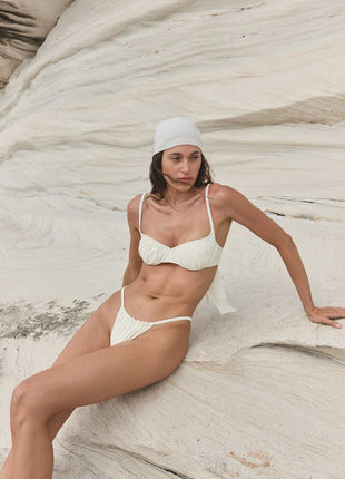 Ruched Gathering Balconette Underwire High-Cut Bikini Set