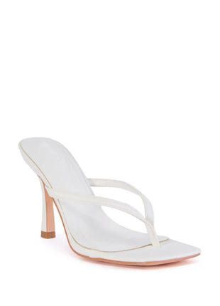 Open Square Thong Toe Stiletto Heeled Mule Sandal