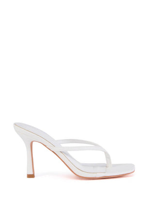 Open Square Thong Toe Stiletto Heeled Mule Sandal