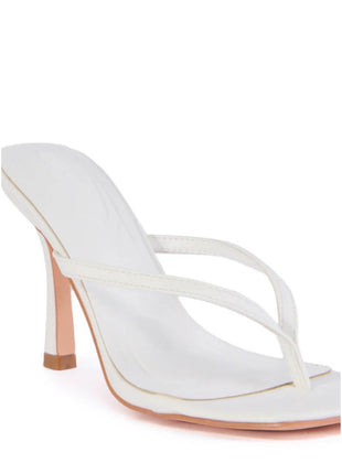Open Square Thong Toe Stiletto Heeled Mule Sandal