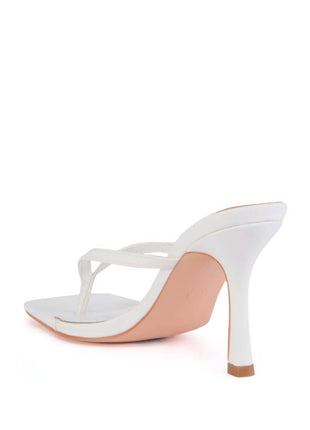 Open Square Thong Toe Stiletto Heeled Mule Sandal