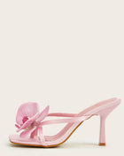 Flower Detail Square Toe Heeled Mule Sandals