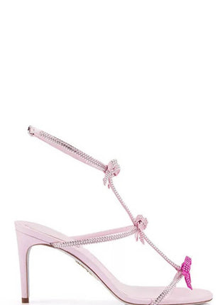 Crystal Ribbons-Detail Embellished Stiletto Heeled Sandals