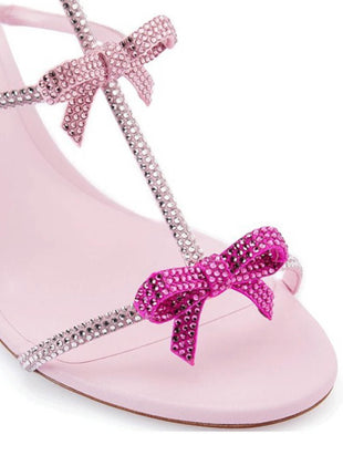 Crystal Ribbons-Detail Embellished Stiletto Heeled Sandals