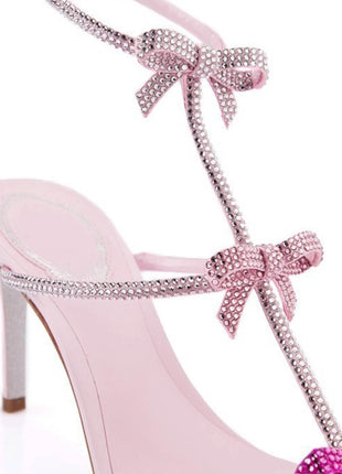 Crystal Ribbons-Detail Embellished Stiletto Heeled Sandals