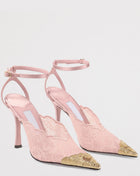 Lace Pointed Toe Stiletto Heeled Pumps