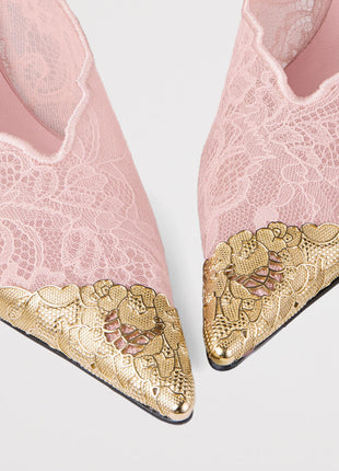 Lace Pointed Toe Stiletto Heeled Pumps