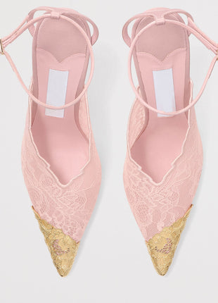 Lace Pointed Toe Stiletto Heeled Pumps