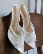 Lace Open Pointed Toe Heeled Mule Sandals