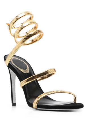 Metallic Ankle Wrap Around Open Toe High Heel Sandals