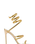 Metallic Ankle Wrap Around Open Toe High Heel Sandals