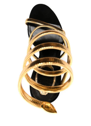 Metallic Ankle Wrap Around Open Toe High Heel Sandals