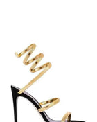 Metallic Ankle Wrap Around Open Toe High Heel Sandals