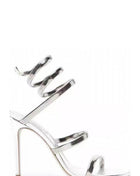 Metallic Ankle Wrap Around Open Toe High Heel Sandals