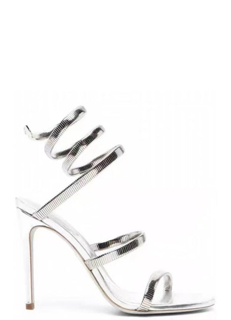 Metallic Ankle Wrap Around Open Toe High Heel Sandals