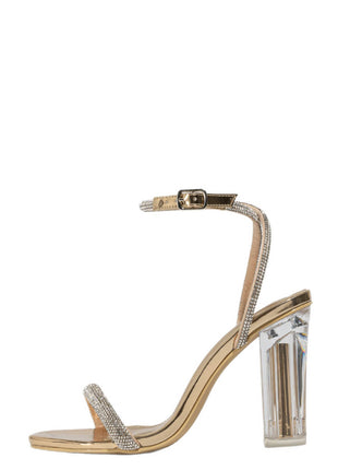 Diamante Barely-There Almond Toe Clear Perspex Block Heel