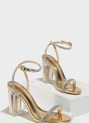 Diamante Barely-There Almond Toe Clear Perspex Block Heel