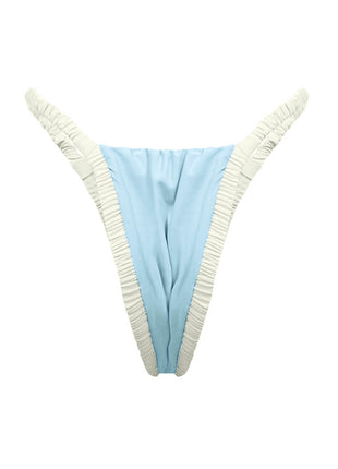 Two-Tone Ruched Triangle High-Cut Bikini Set