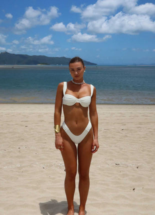 Ruched Balconette Underwire High-Cut Bikini Set
