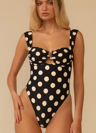 Polka Dot Underwire Push-Up One Piece Swimsuit
