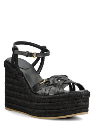 Leather Platform Espadrille Open Toe Wedge Sandals