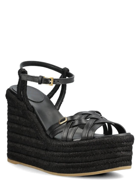 Leather Platform Espadrille Open Toe Wedge Sandals