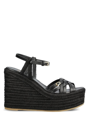 Leather Platform Espadrille Open Toe Wedge Sandals