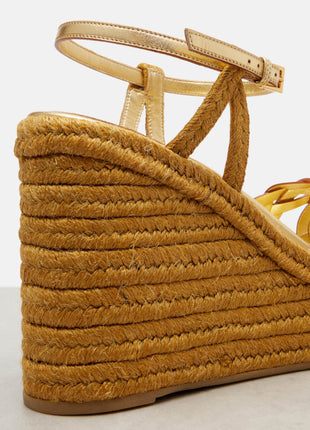 Leather Platform Espadrille Open Toe Wedge Sandals