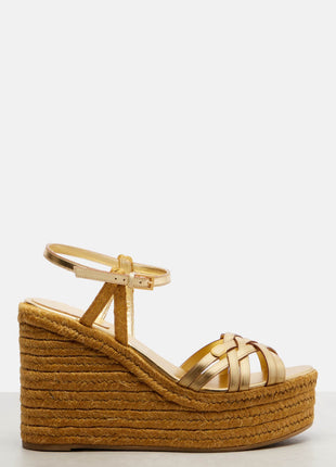 Leather Platform Espadrille Open Toe Wedge Sandals