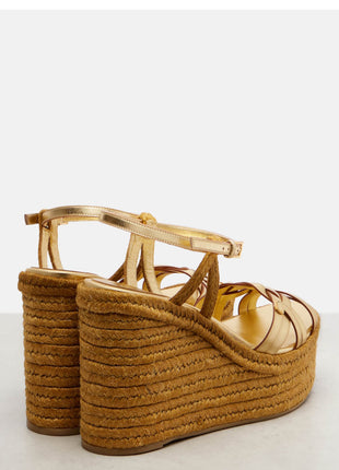 Leather Platform Espadrille Open Toe Wedge Sandals