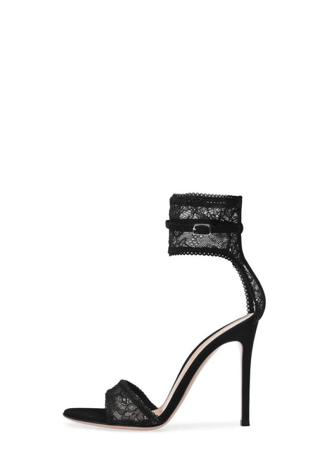 Lace Open Round Toe Stiletto Heel