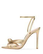 Metallic Gold Knotted Detail Open Pointed Toe Stiletto Heel