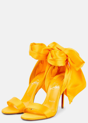 Satin Ribbon Ankle-Wrap Strappy Stiletto Sandals
