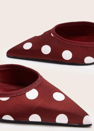 Satin Polka Dot Tie Leg Detail Pointed Toe Stiletto Heel Pumps