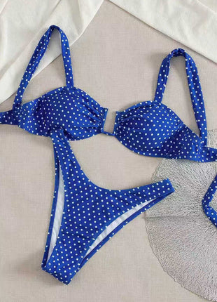 Polka Dot U Wire High-Leg Bikini Set