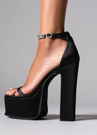 Crystal Embellished Patent Platform High Block Heeled Sandals